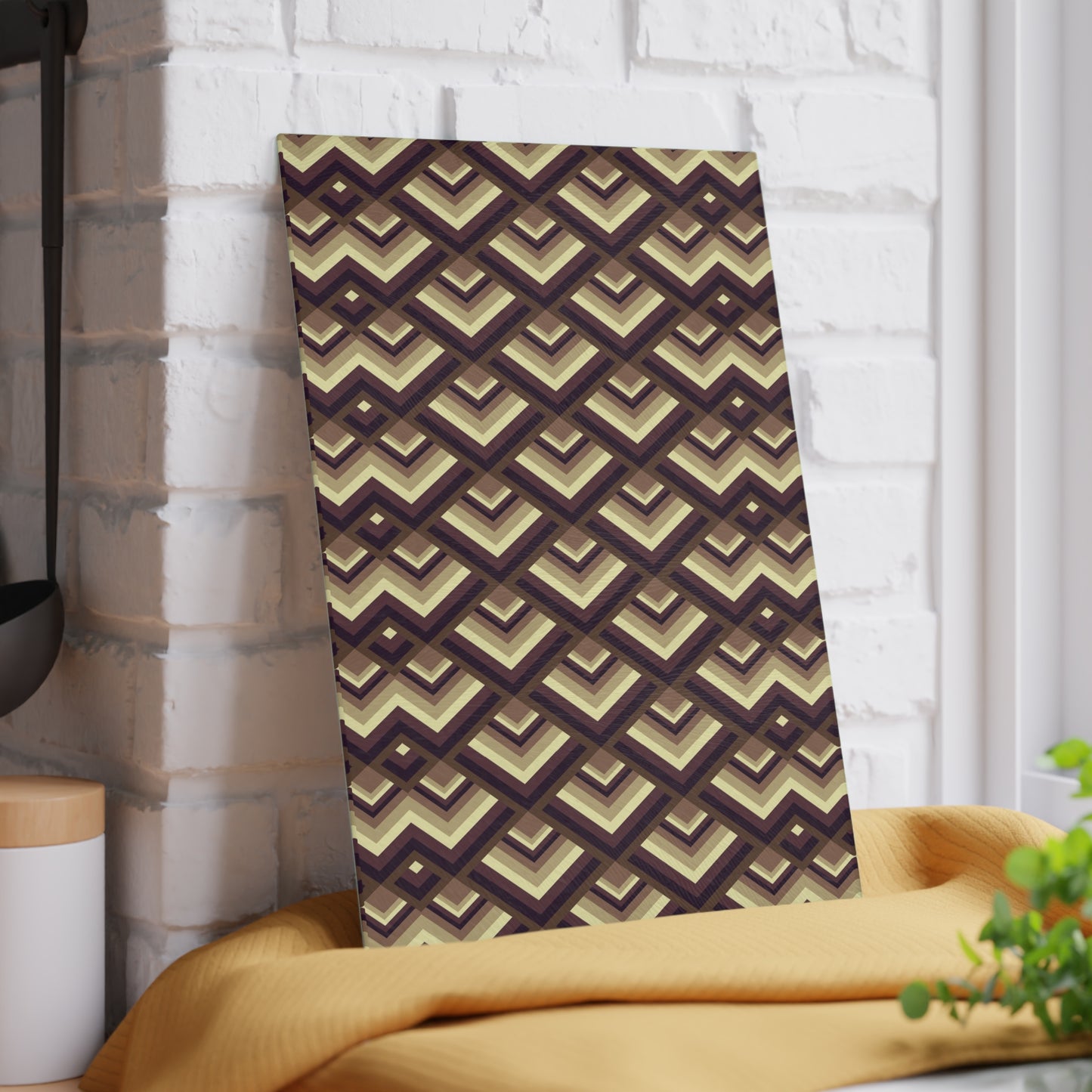Geometric Glass Cutting Board, Modern Kitchen Decor, Unique Gift for Chefs, Housewarming, Wedding, Rustic Kitchen