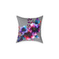 Floral Galaxy Pillow — Vibrant Watercolor Flower Square Pillow