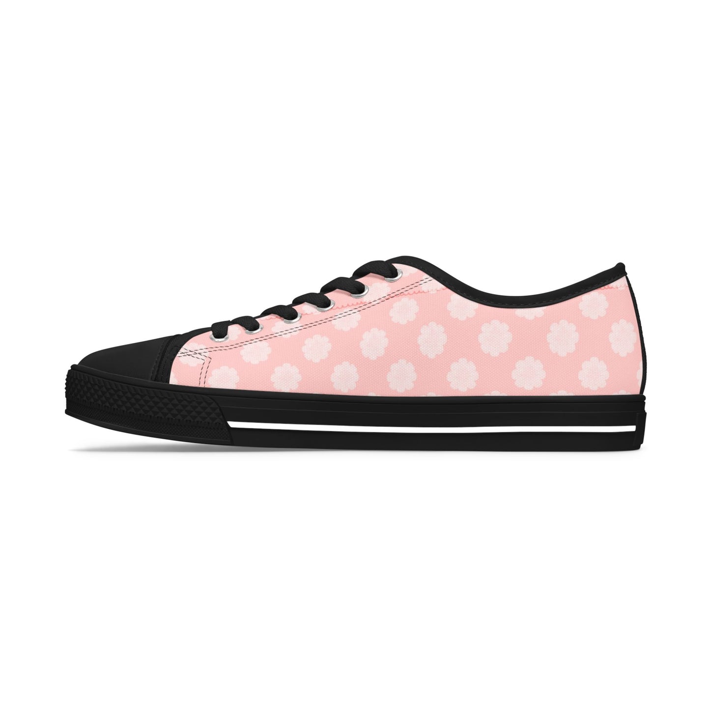 Pink Daisy Low Top Sneakers —  Floral Canvas Casual Shoes