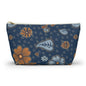 Floral Accessory Pouch, Makeup Bag, Travel Organizer, Gift for Her, Floral Print, T-bottom Pouch, Cosmetics Case