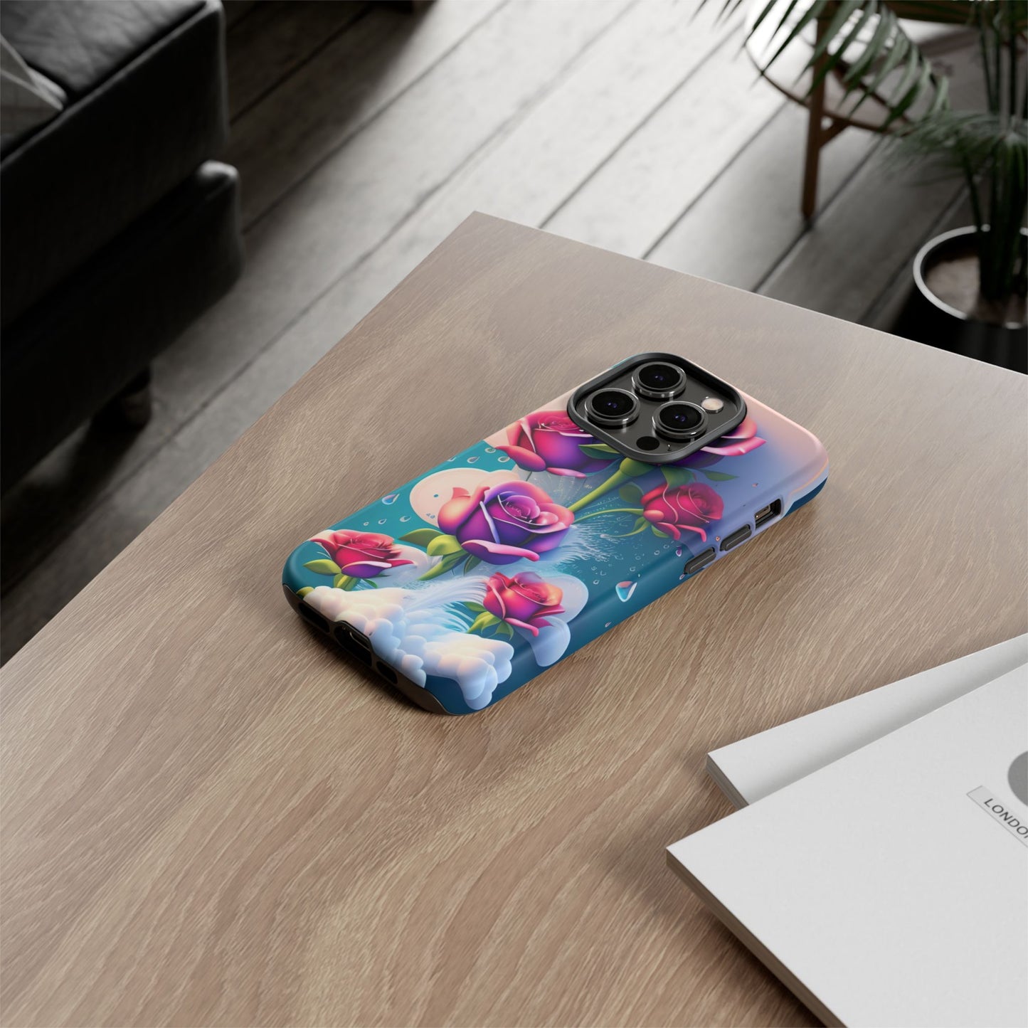 Floral Dream Tough Phone Case — Rose Bouquet Clouds Design