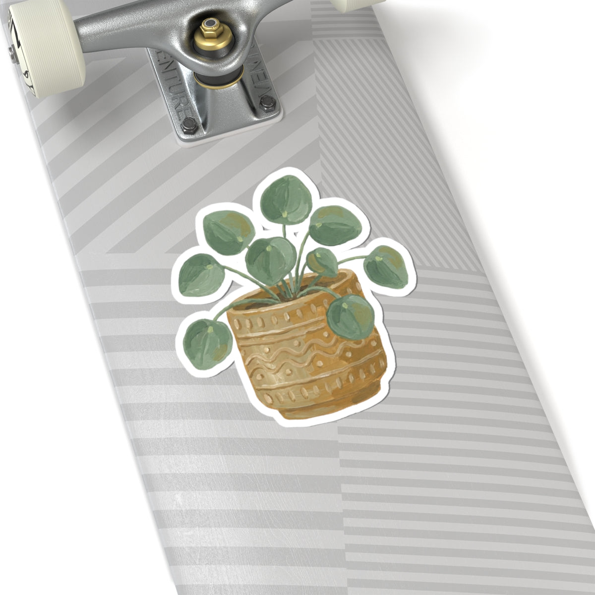Pilea Plant Sticker — Watercolor Potted Greenery Kiss-Cut Sticker