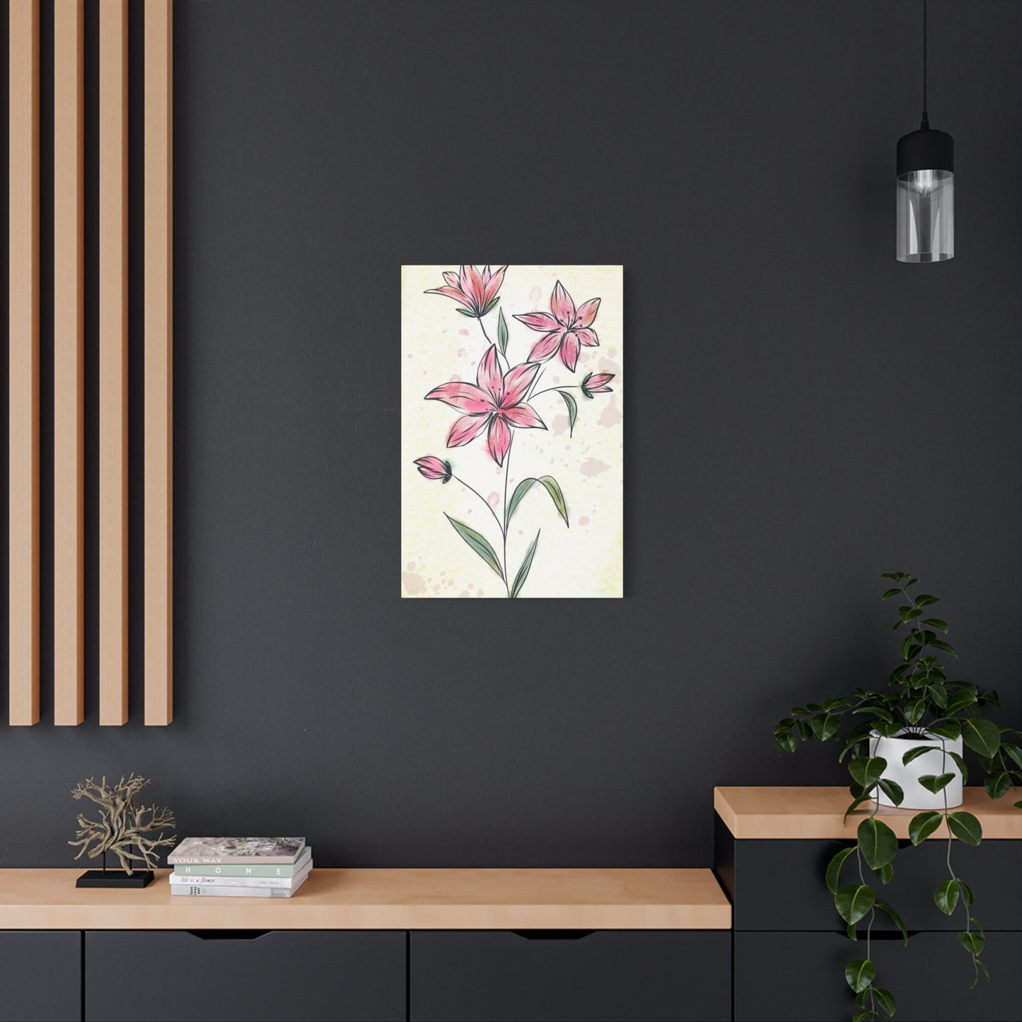 Matte Canvas, Stretched, 1.25" Tulips Pink Flowers