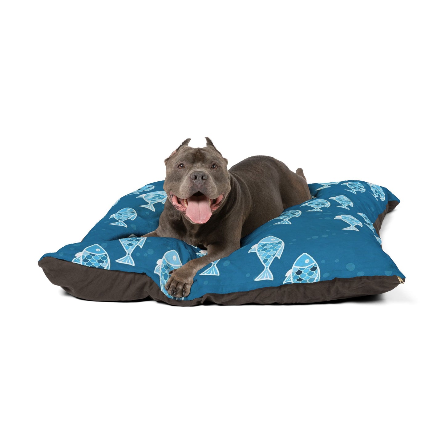 Blue Fish Pet Bed, Cozy Dog Bed, Cat Bed, Nautical Pet Accessories, Ocean Theme Pet Cushion, Perfect Gift for Pet Lovers