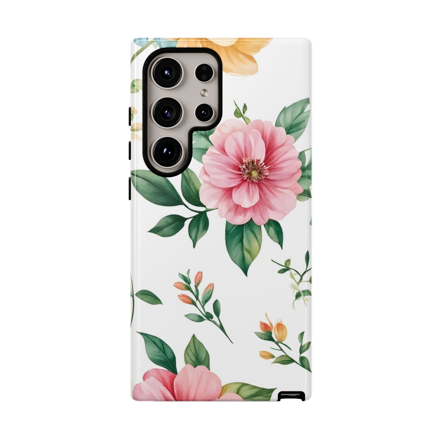Floral Tough Phone Case — Pink Peony Protective Phone Cover