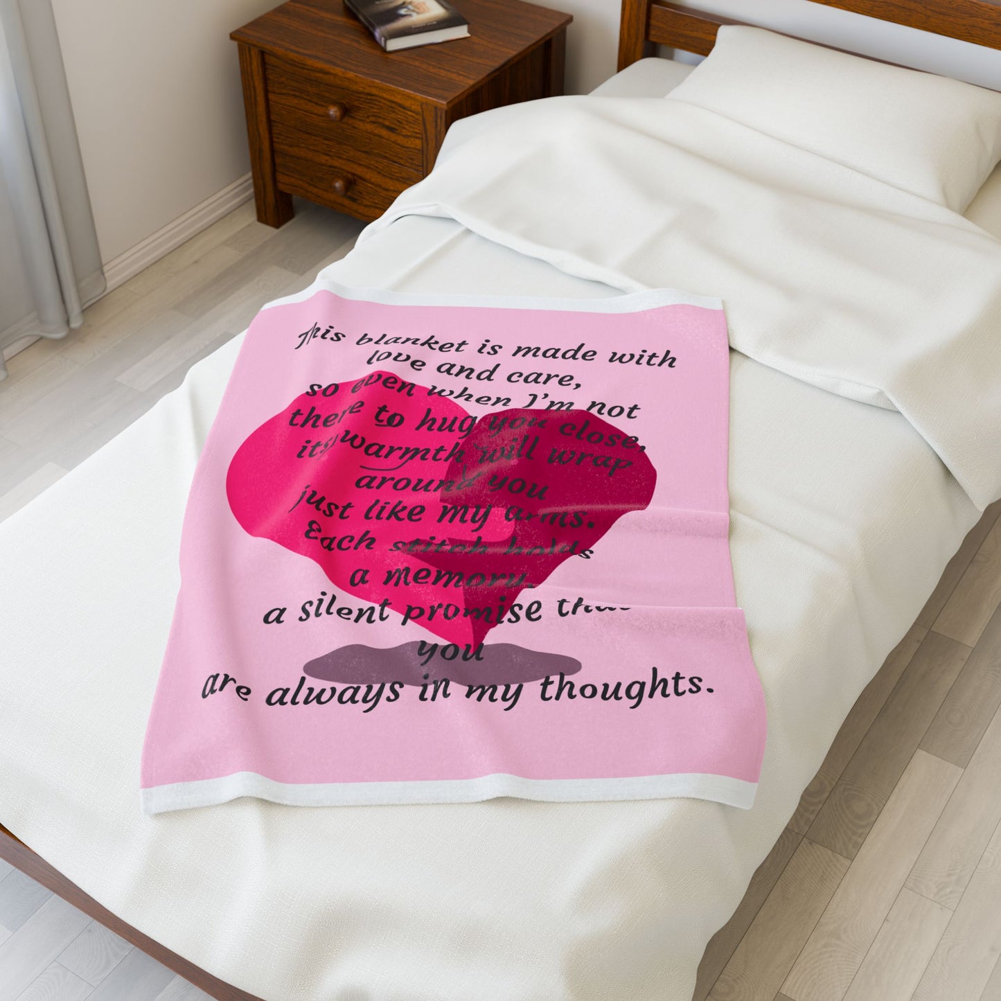 Memorial Heart Velveteen Plush Blanket — "This blanket is made with love and care" Comfort Throw