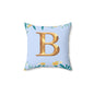 Floral Border Square Pillow — Light Blue Daisy Accent Cushion