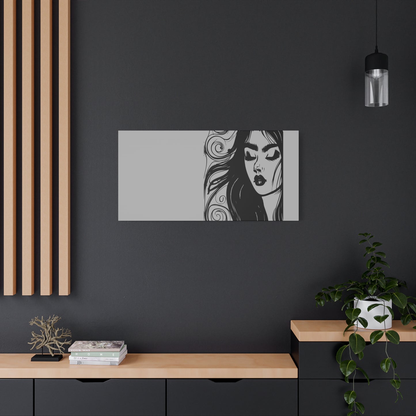 Gothic Woman Portrait Canvas Art — Matte Stretched Wall Decor