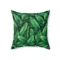 Tropical Leaf Pillow, Green Botanical Cushion, Home Decor, Boho Accent, Gift for Nature Lovers, Living Room Soft Furnishings