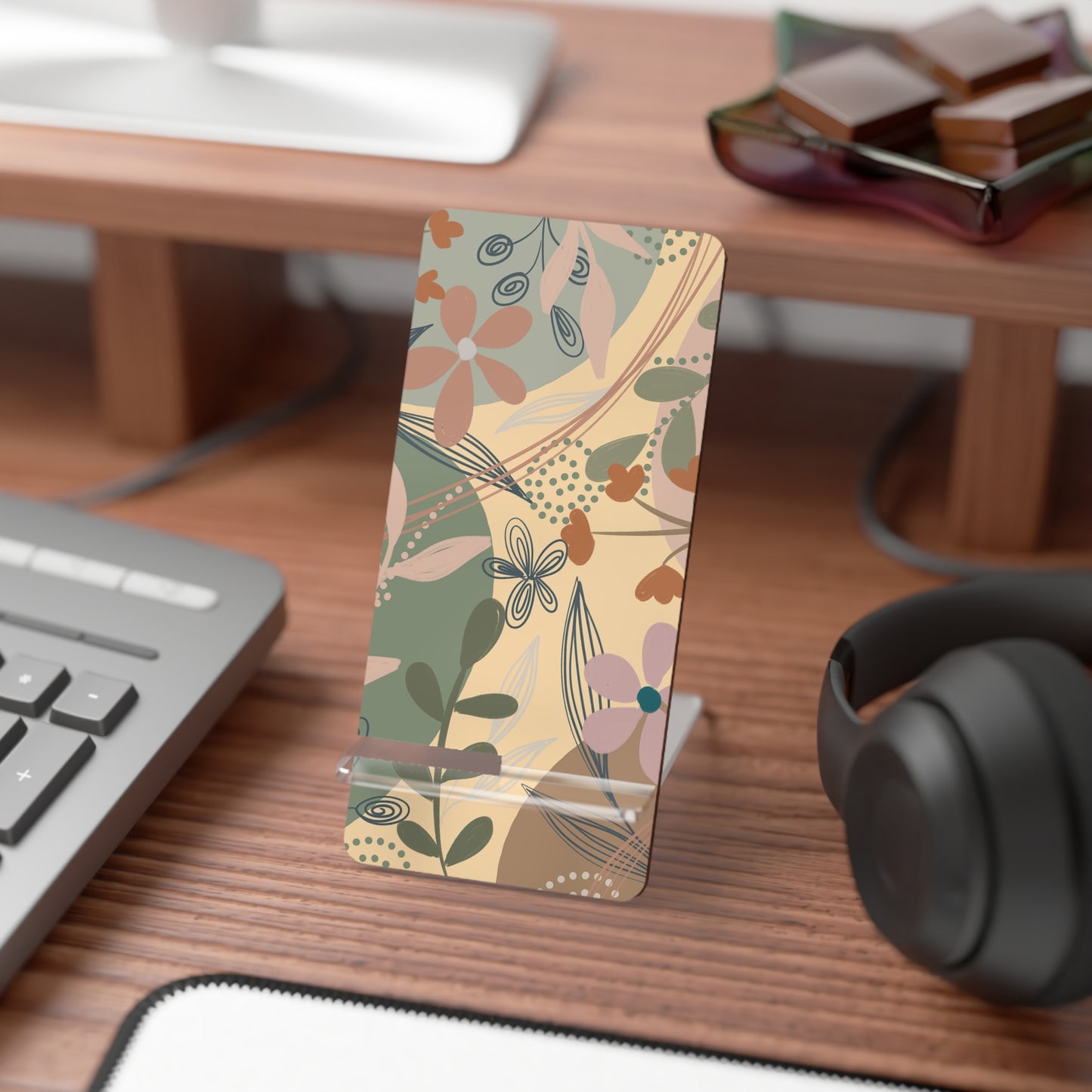 Floral Smartphone Stand, Decorative Phone Holder, Desk Accessory for Home & Office, Unique Gift Idea, Elegant Flower Design