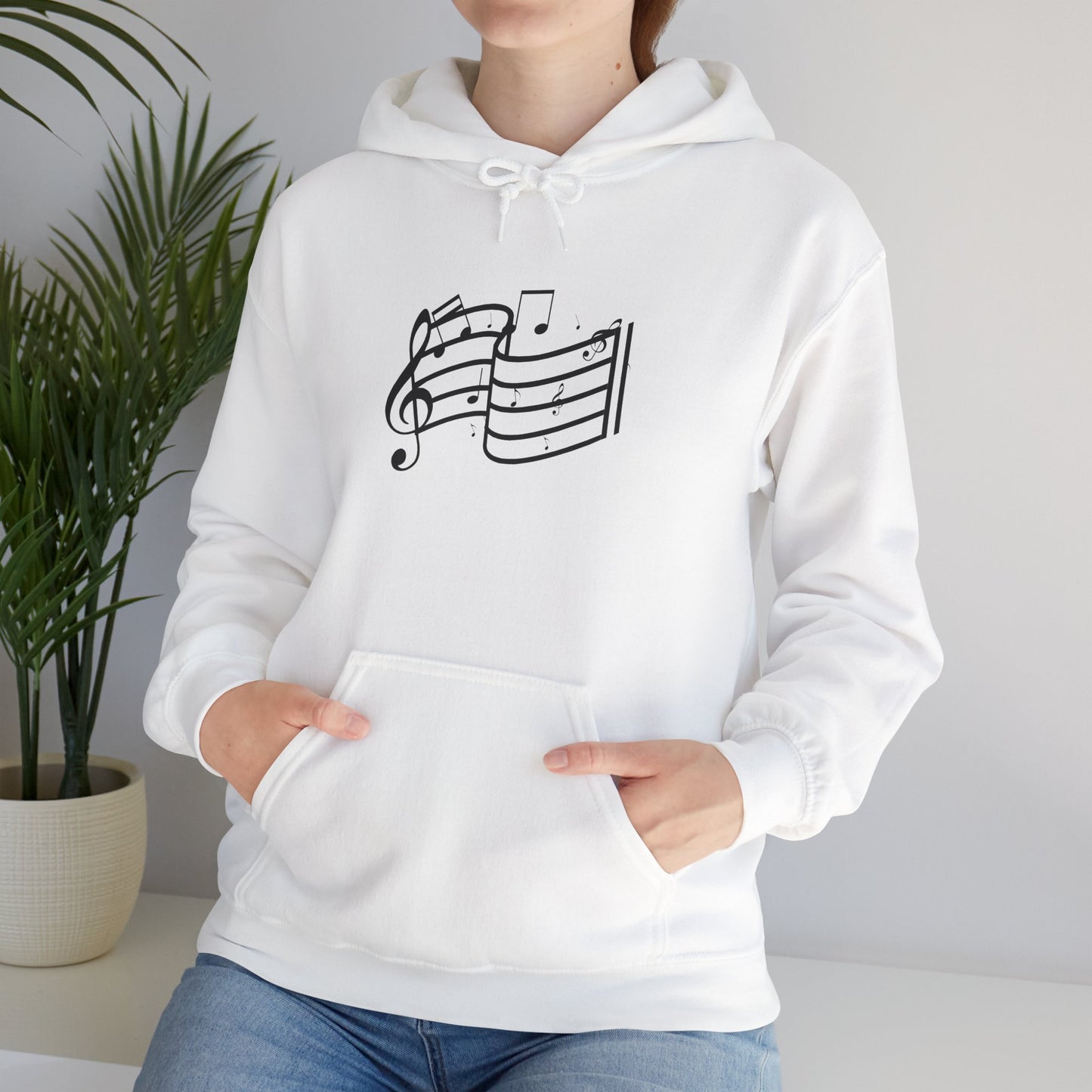 Music Notes Hoodie — Minimal Sheet Music Design