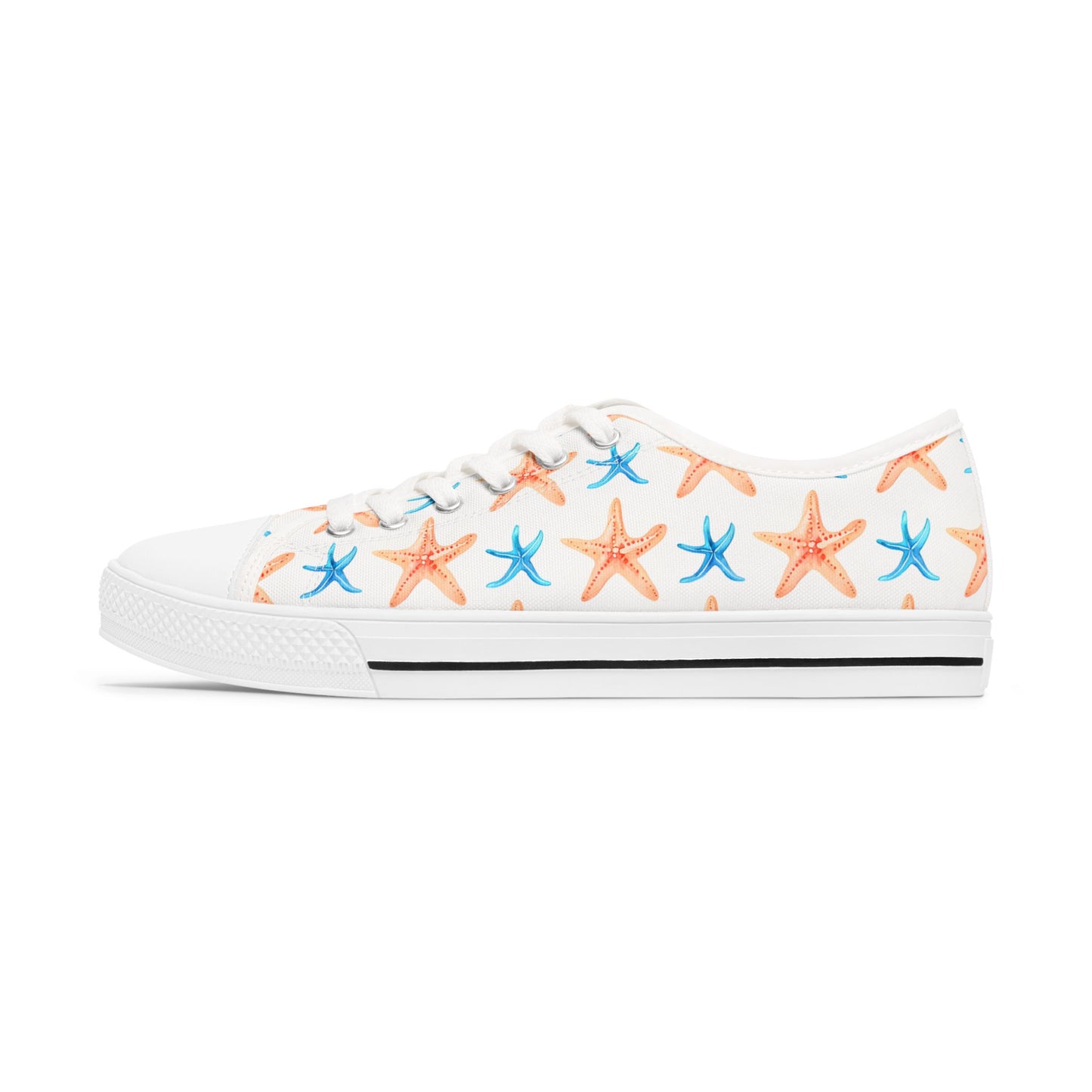 Starfish Print Sneakers — Beachy Low-Top Canvas Shoes