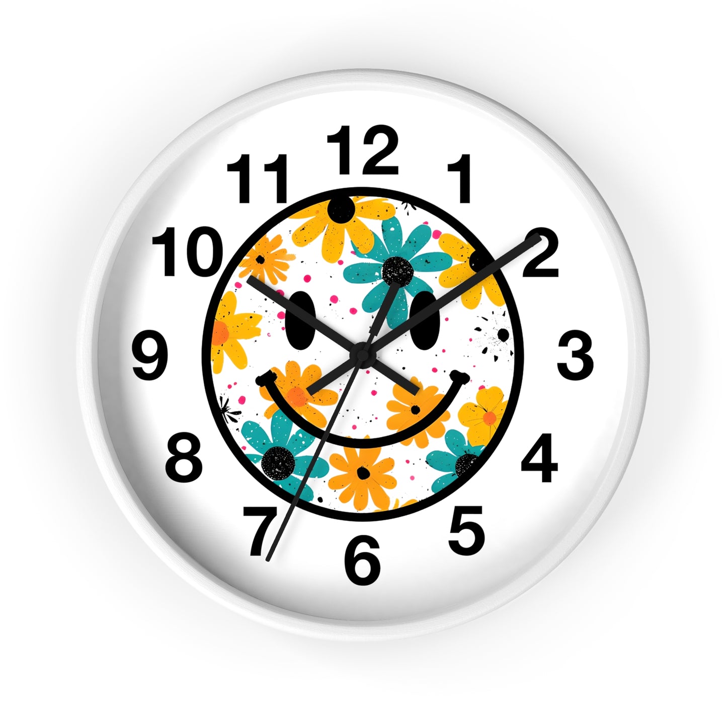 Floral Smile Wall Clock — Cheerful Daisy Face Home Decor
