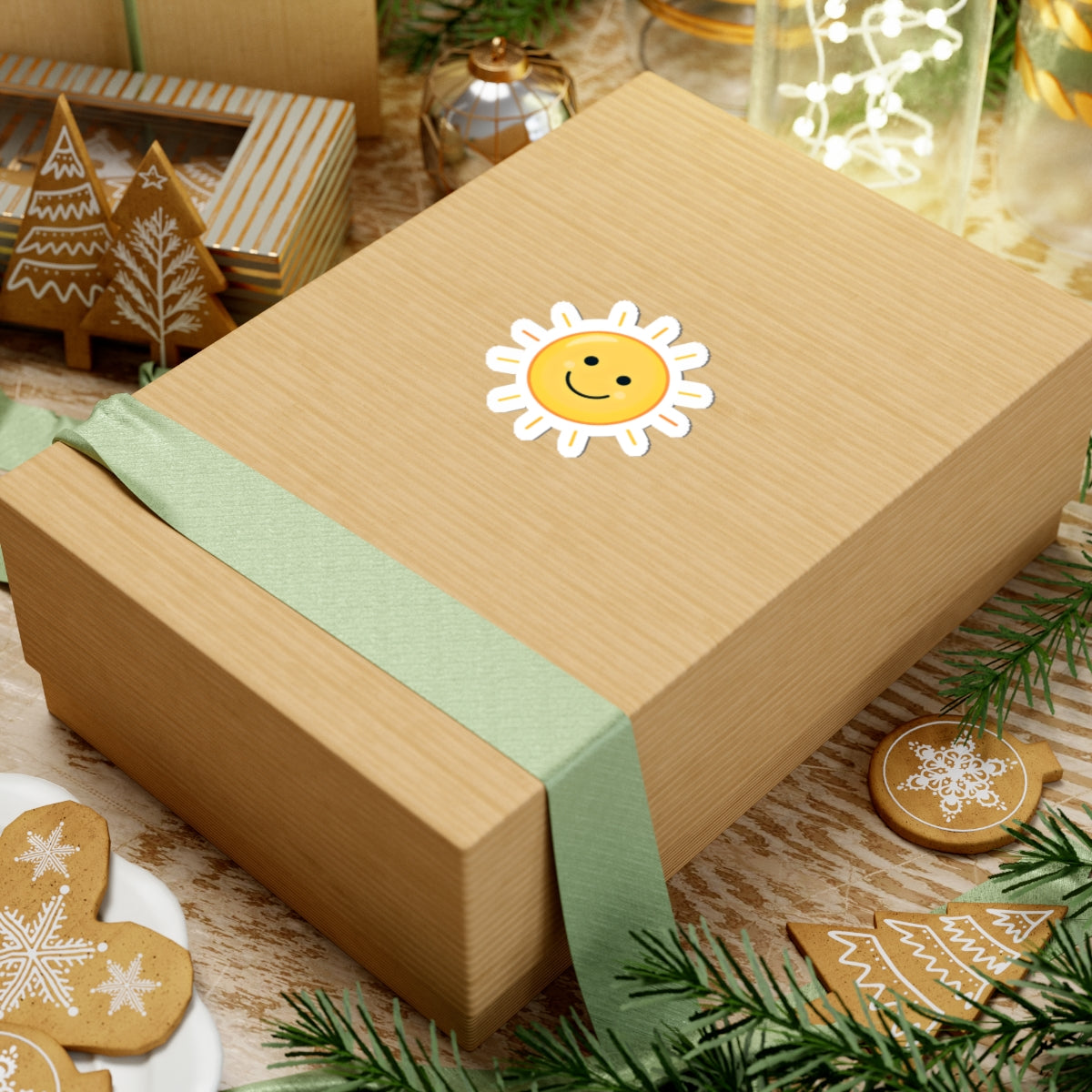 Sunny Smiley Kiss-Cut Sticker — Cute Sun Laptop Decal