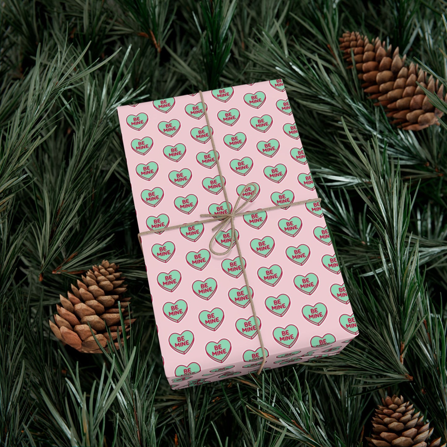 Valentine 'Be Mine' Heart Gift Wrap Paper – Pink Romantic Wrapping Sheets