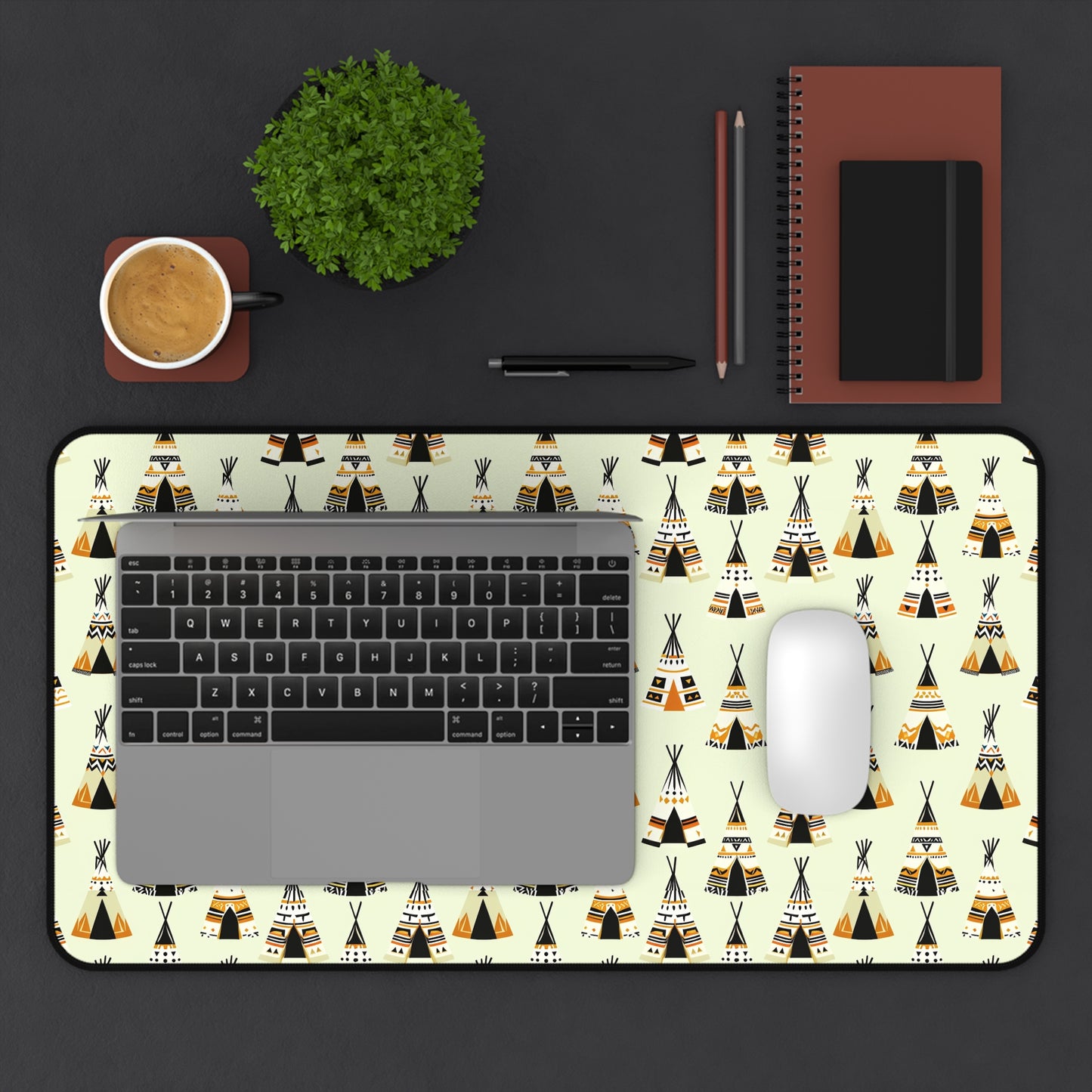 Tribal Teepee Desk Mat - Bohemian Workstation Decor