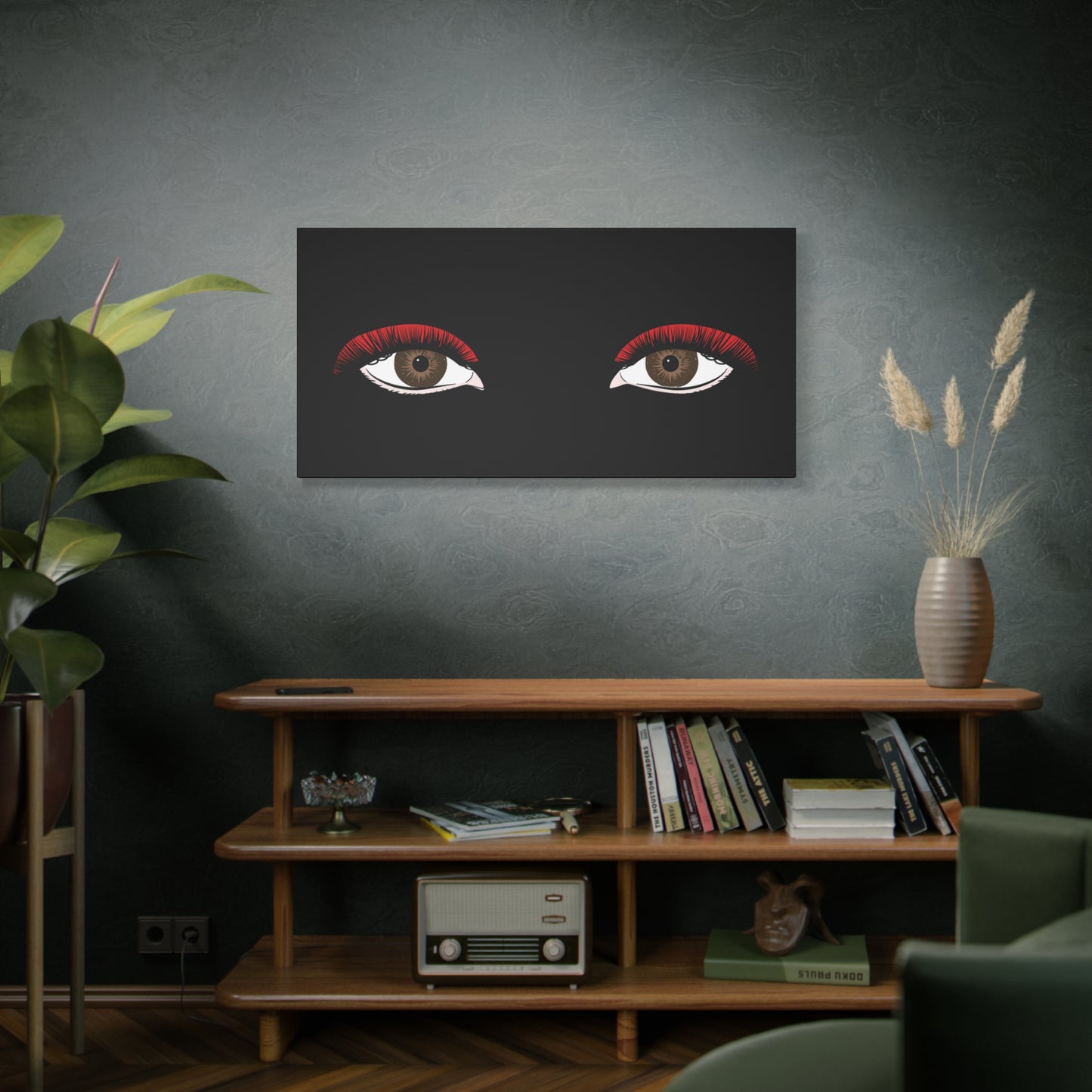 Red Lashes Wall Art Canvas — Glam Eyes Makeup Decor