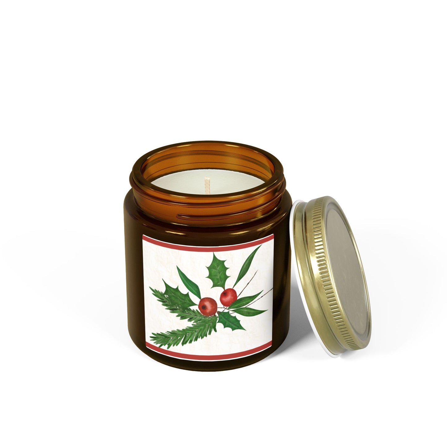 Holiday Holly Scented Candle (Coconut Apricot Wax)