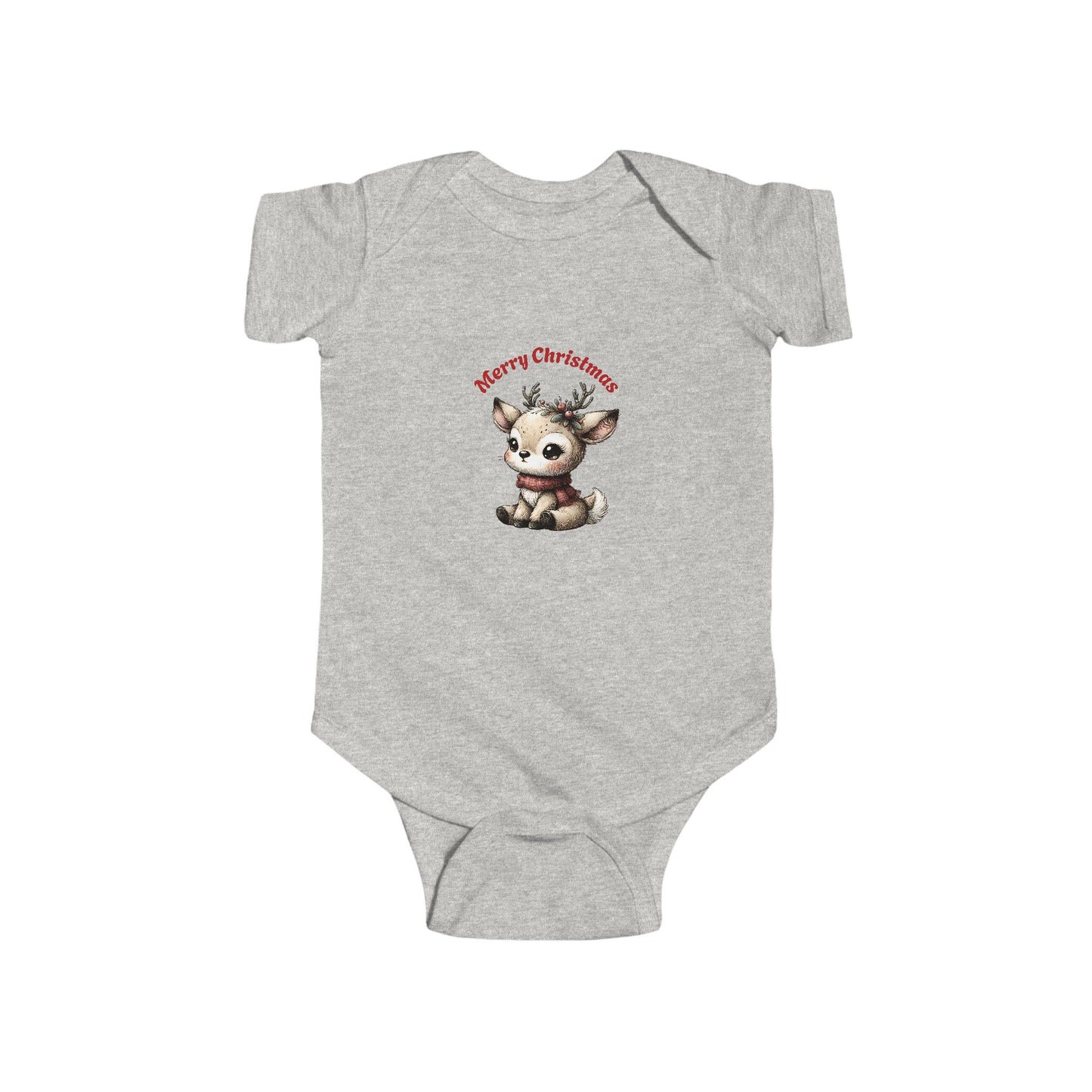 Infant Christmas Reindeer Bodysuit — "Merry Christmas" Baby Onesie