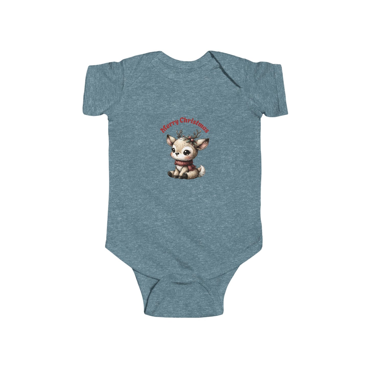 Infant Christmas Reindeer Bodysuit — "Merry Christmas" Baby Onesie
