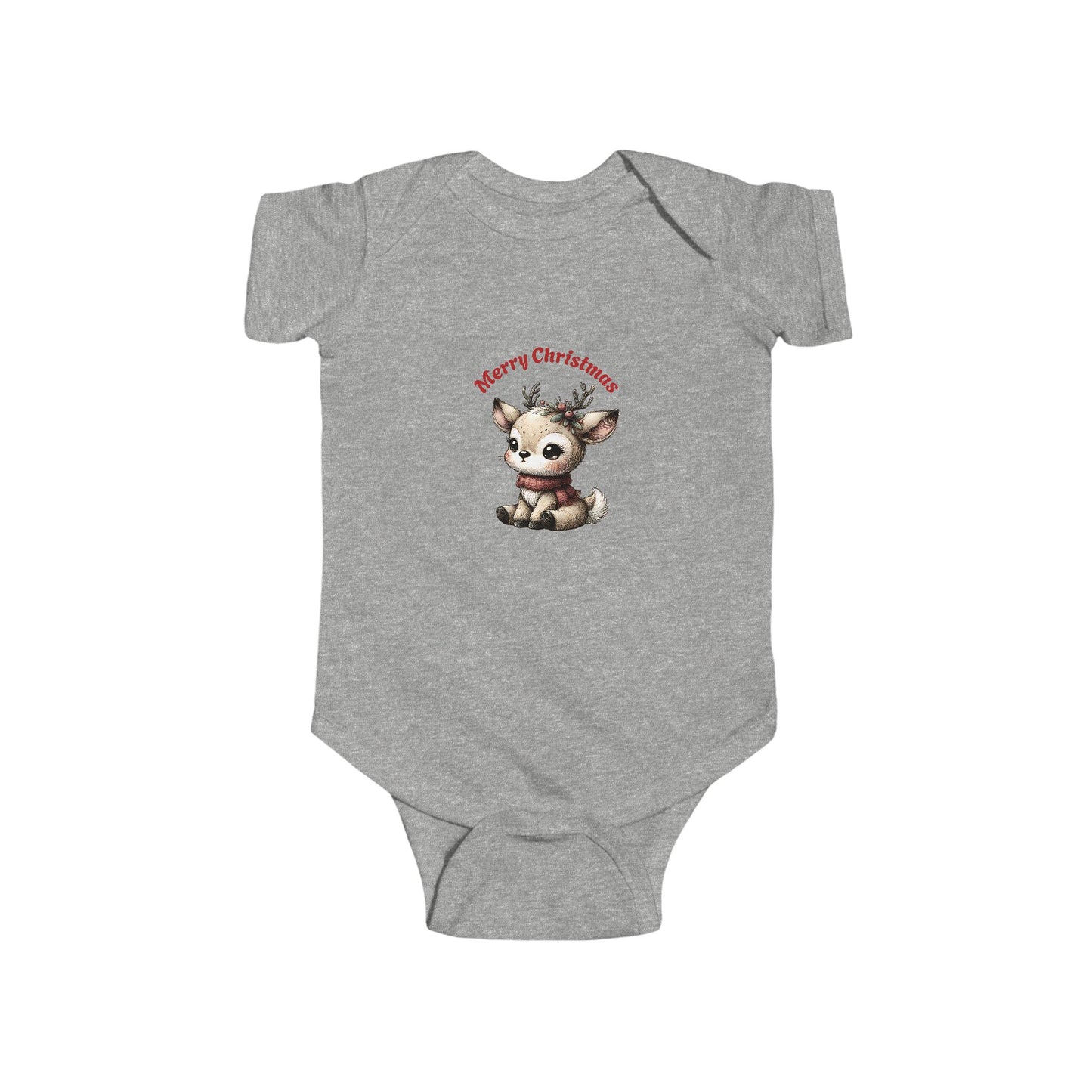 Infant Christmas Reindeer Bodysuit — "Merry Christmas" Baby Onesie