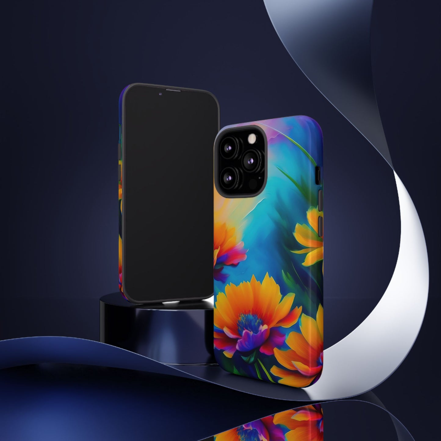 Floral Burst Tough Phone Case — Vibrant Watercolor Flowers Protective Cover