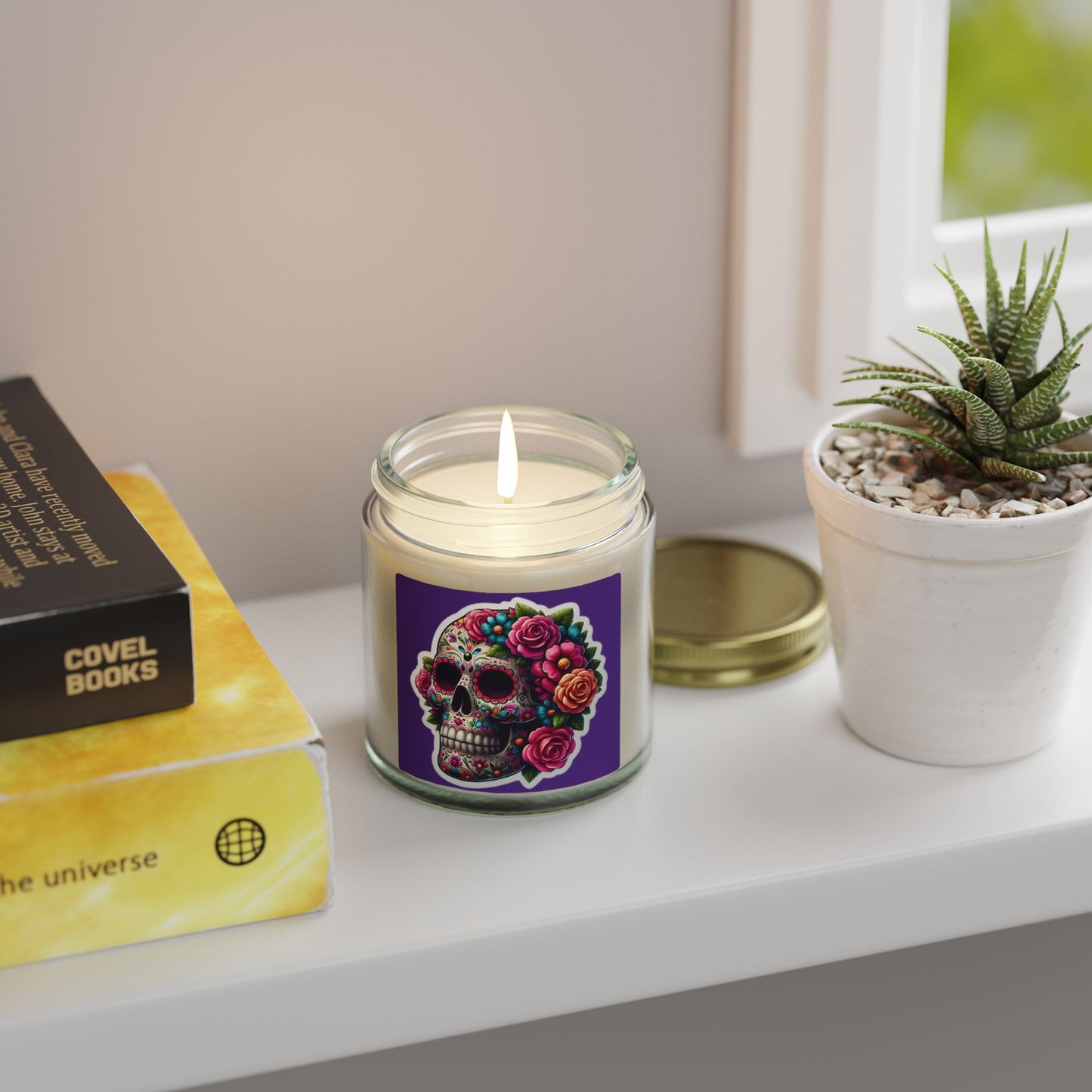 Day of the Dead Sugar Skull Scented Candle — Coconut Apricot Wax (4oz & 9oz)
