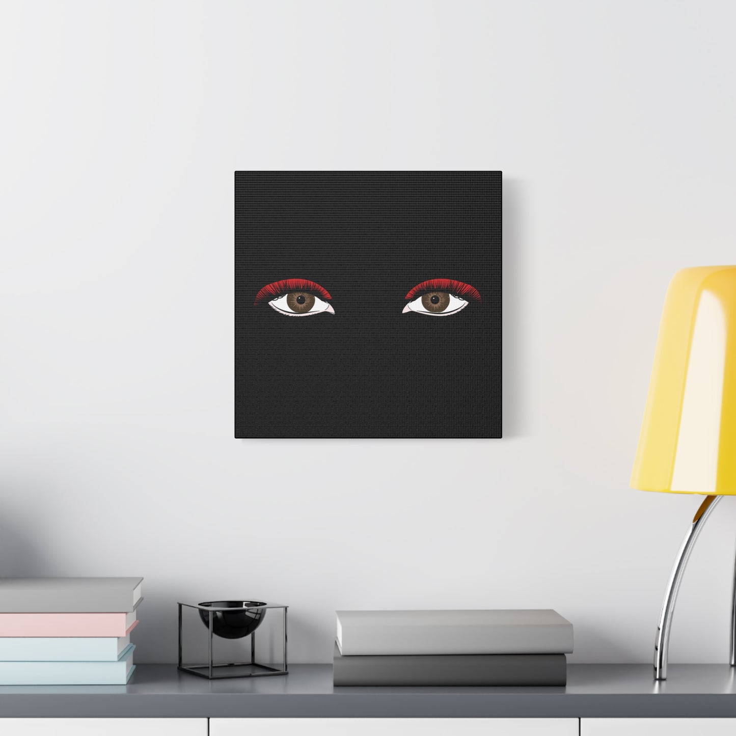 Red Lashes Wall Art Canvas — Glam Eyes Makeup Decor