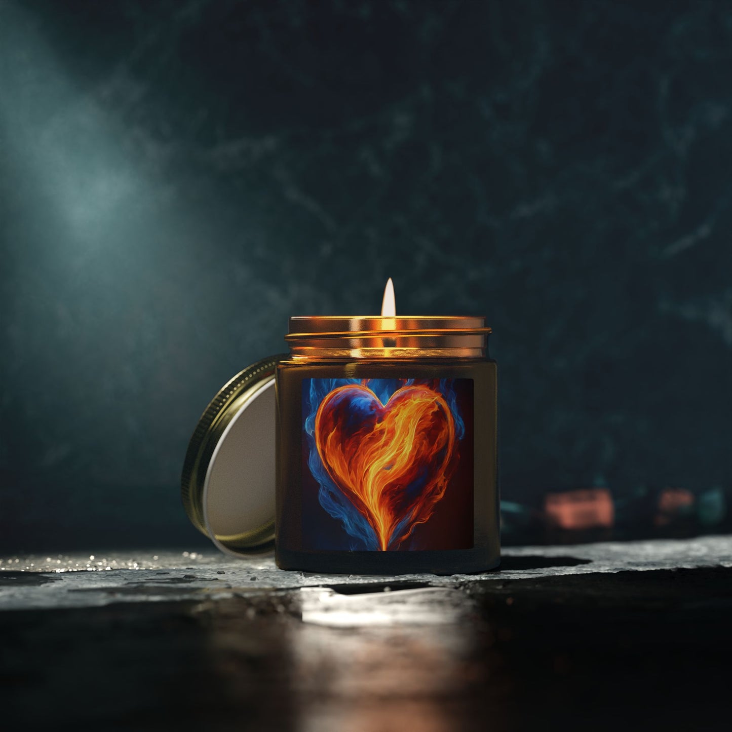 Coconut Apricot Scented Candle — Fiery Heart Jar (4oz/9oz)