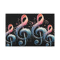 Musical Treble Clef Canvas Wall Art — Pastel Ribbon Notes on Black
