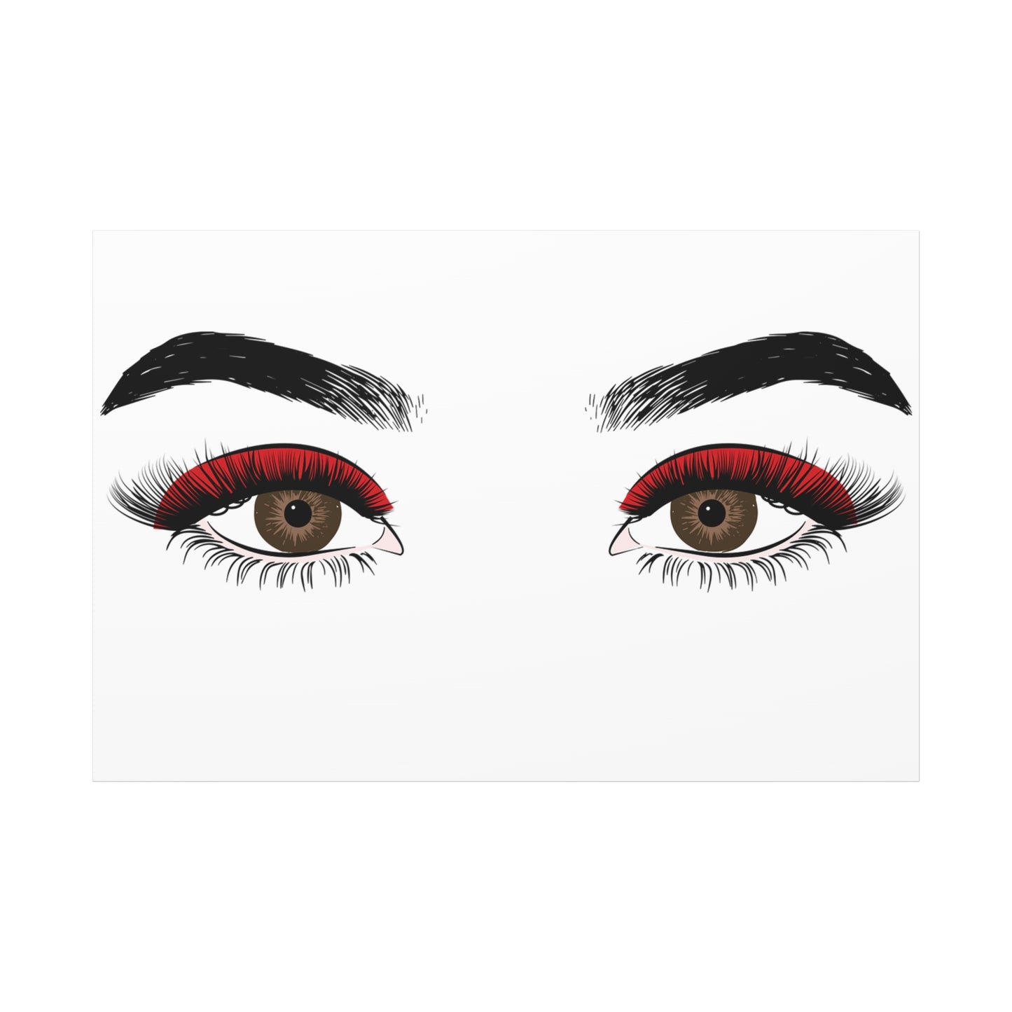 Red Lashes Wall Art Canvas — Glam Eyes Makeup Decor