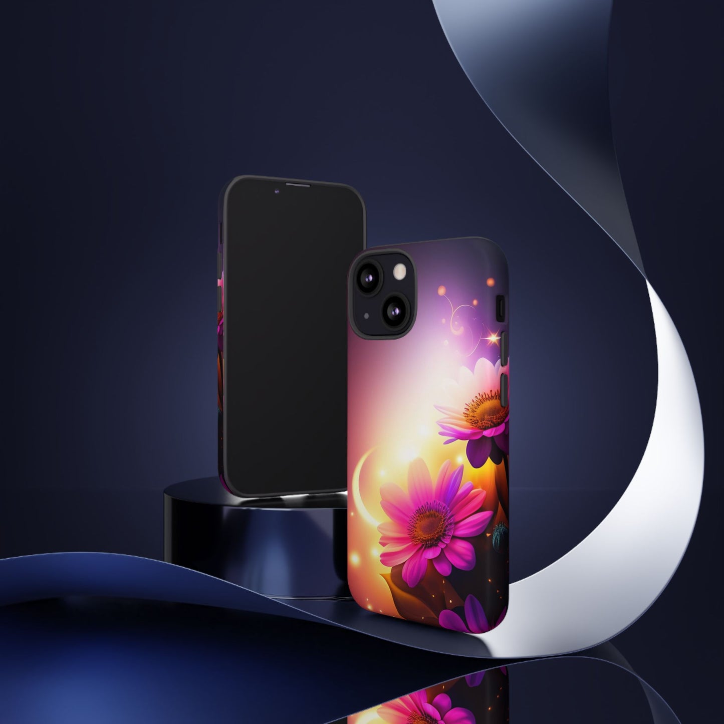 Floral Moonlight Phone Case – Purple Daisy Protective Cover