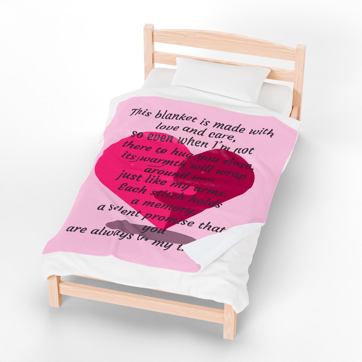 Memorial Heart Velveteen Plush Blanket — "This blanket is made with love and care" Comfort Throw
