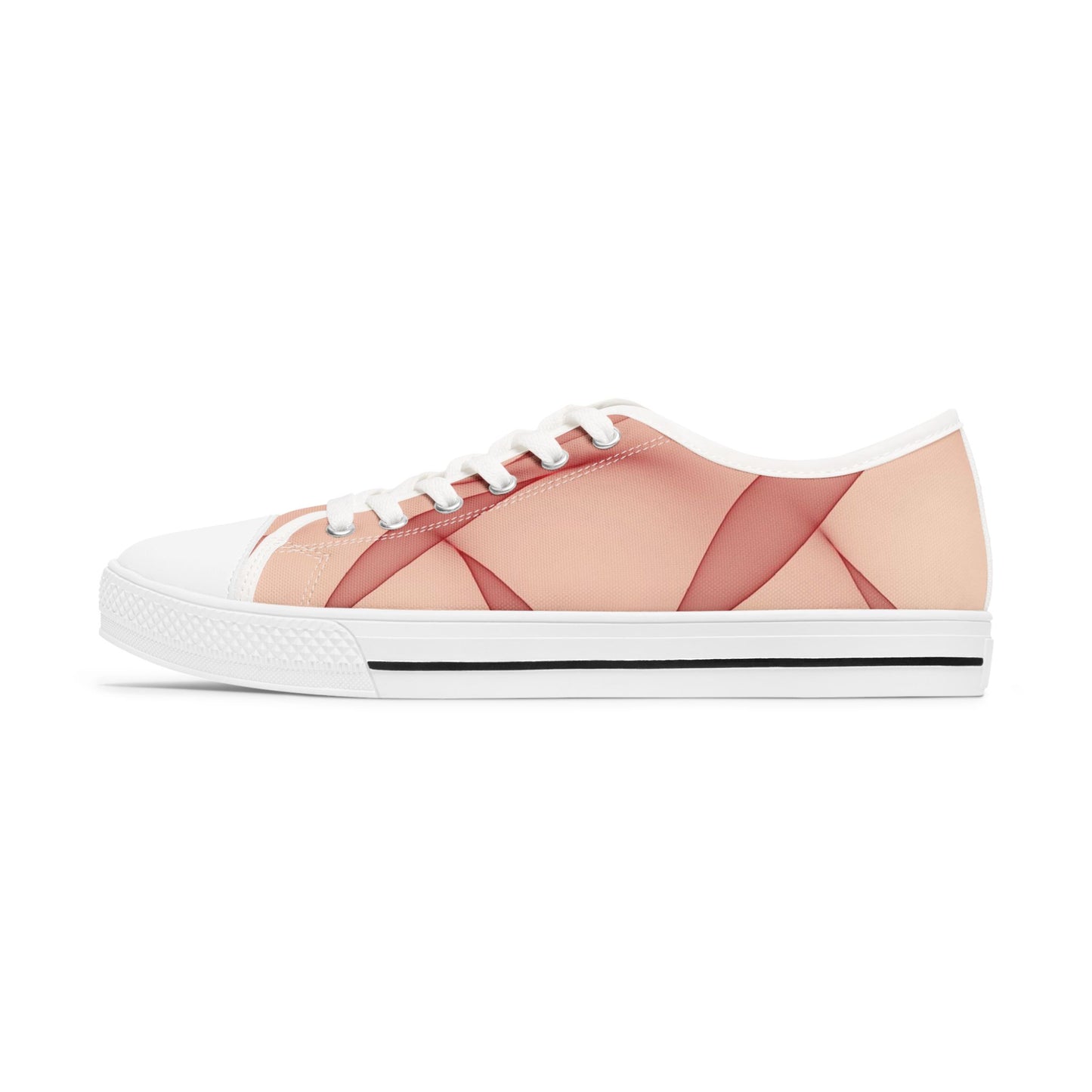 Pink Abstract Wave Low Top Sneakers — Women's Casual Canvas Shoes