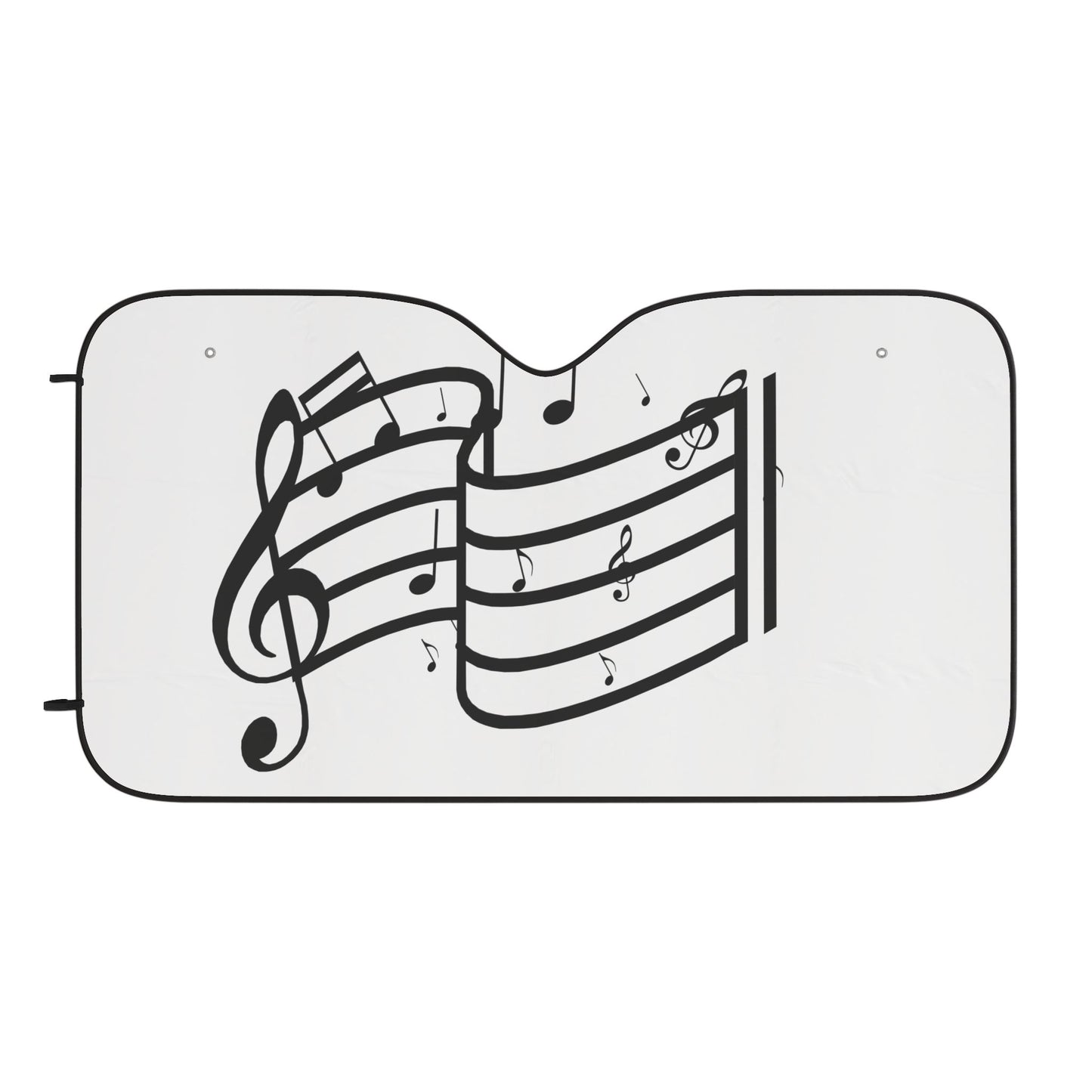 Musical Notes Car Sun Shade — Windshield Sunshade with Sheet Music Design