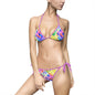 Vibrant Women's Bikini Swimsuit, Colorful Beachwear, Summer Pool Party, Vacation Swimwear, Fun Print Swim Set, Holiday Swimwear