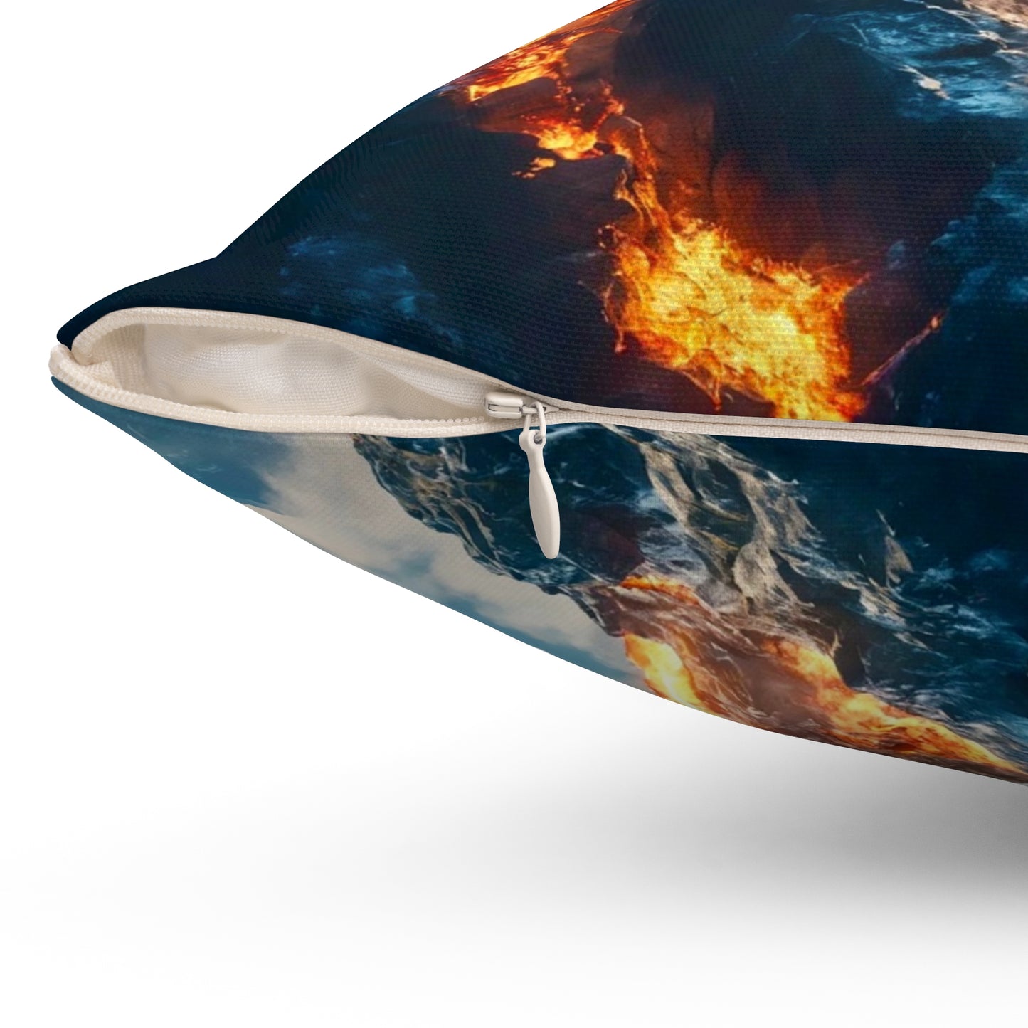 Dragon Storm Decorative Pillow — Fantasy Blue Fire Dragon Throw Pillow