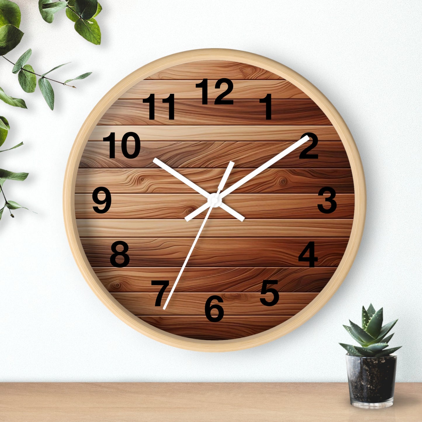 Rustic Wood Wall Clock - Natural Timber Home Decor