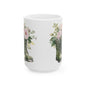 Floral Combat Boot Mug — Military Green Boot with Pink Roses Ceramic Coffee Cup (11oz & 15oz)