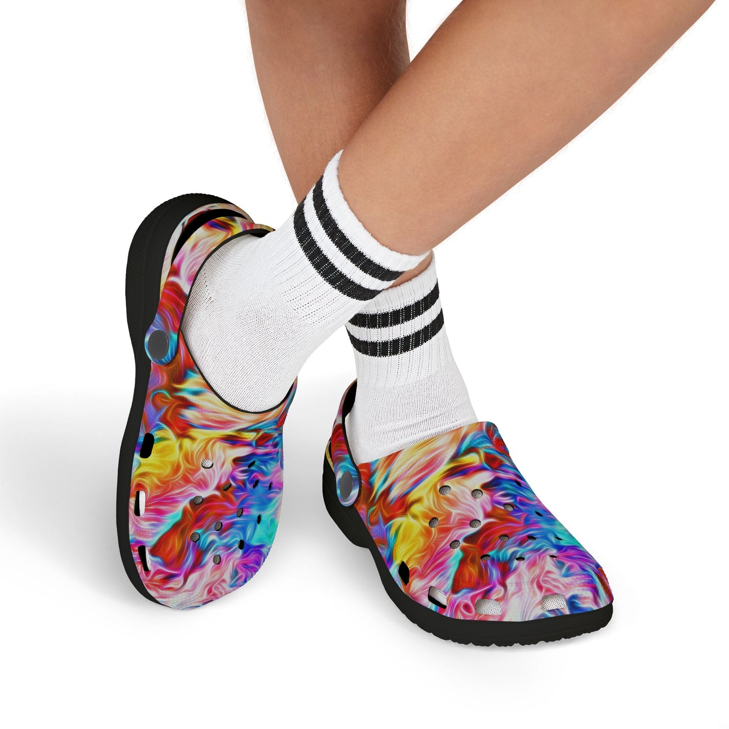 Kids Colorful Swirl EVA Foam Clogs — Vibrant Tie-Dye Slip-On Shoes for Toddlers & Children