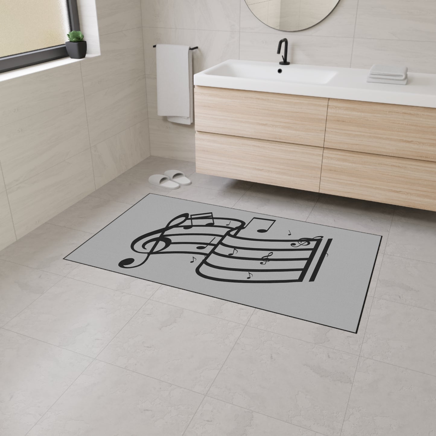 Musical Notes Heavy-Duty Floor Mat — Clef & Staff Design for Music Rooms