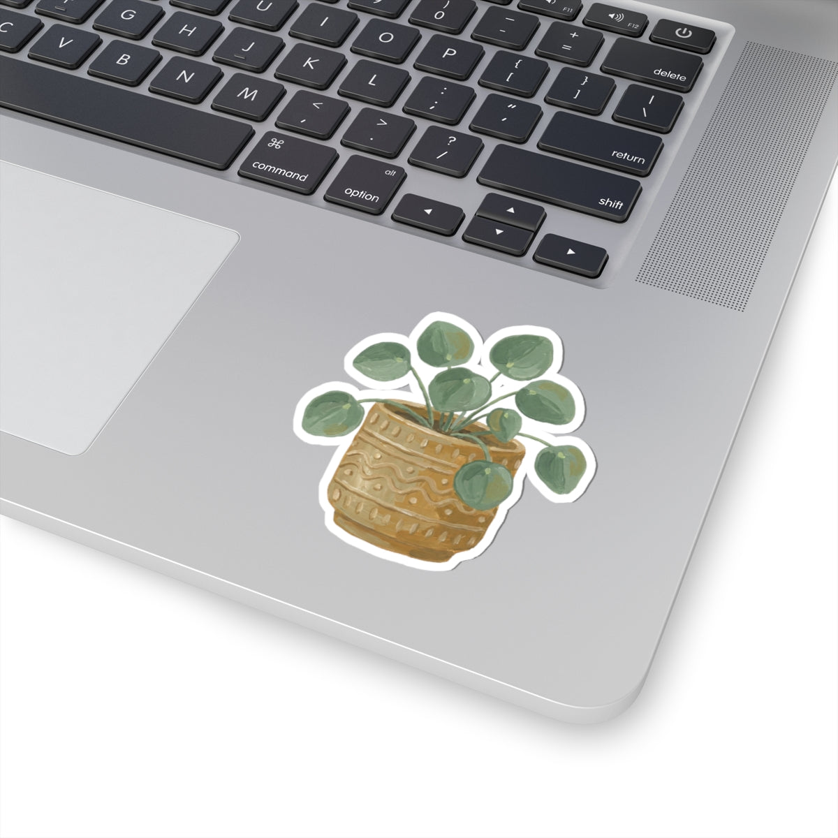 Pilea Plant Sticker — Watercolor Potted Greenery Kiss-Cut Sticker