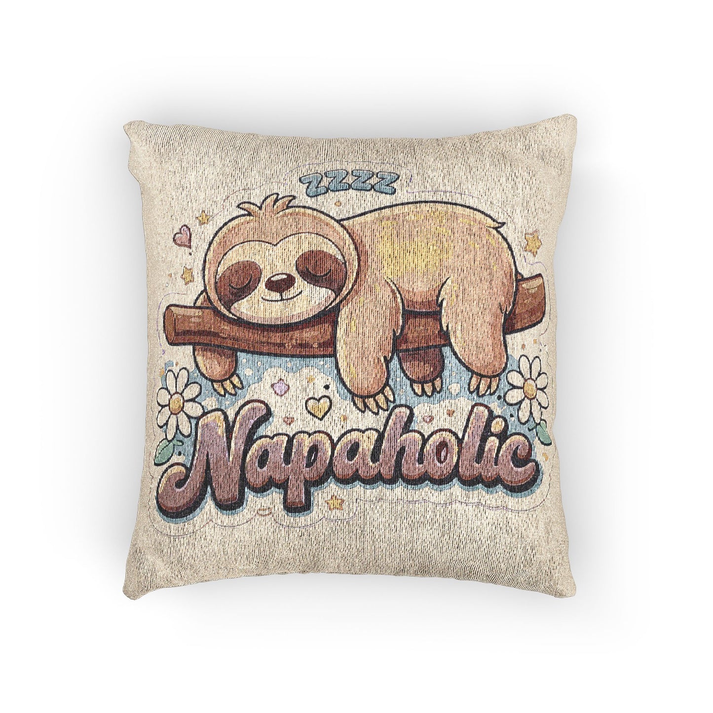 Sloth Napaholic Woven Pillow — Cute Napaholic Decorative Throw Pillow