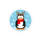 Cute Penguin with Reindeer Antlers Kiss-Cut Sticker — Winter Holiday Snow Scene