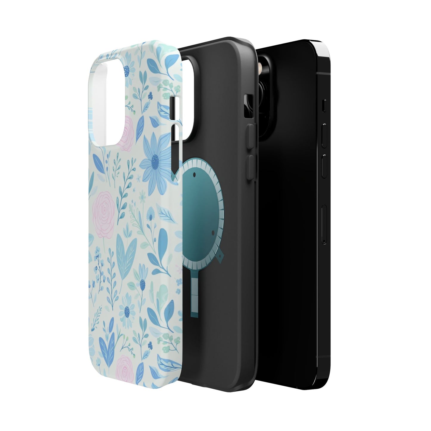 Floral Pastel Magnetic Impact Phone Case — Blue & Pink Botanical Design