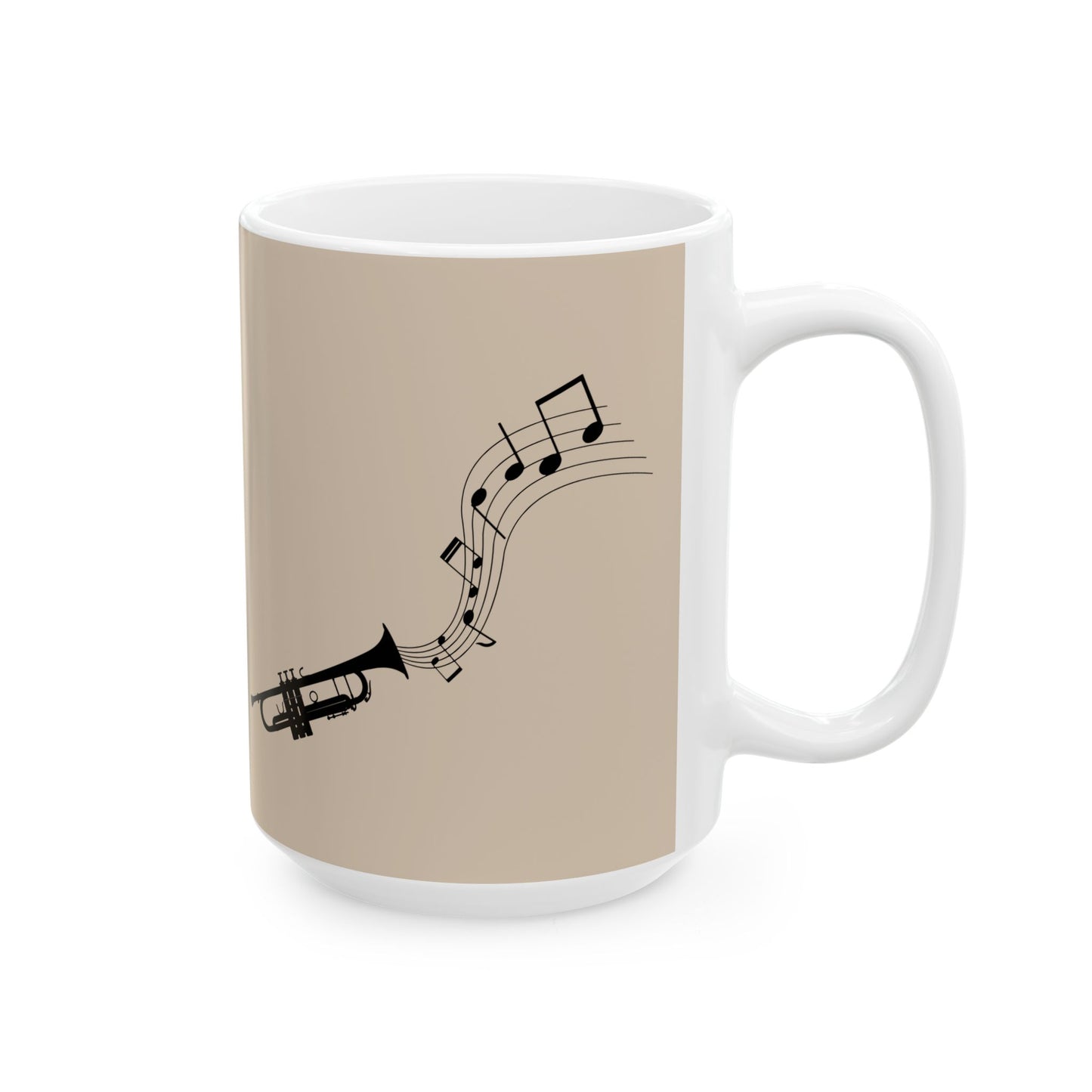 Trumpet Notes Ceramic Mug — Musical Instrument Coffee Cup (11oz/15oz)