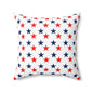 Spun Polyester Square Pillow stars red white and blue