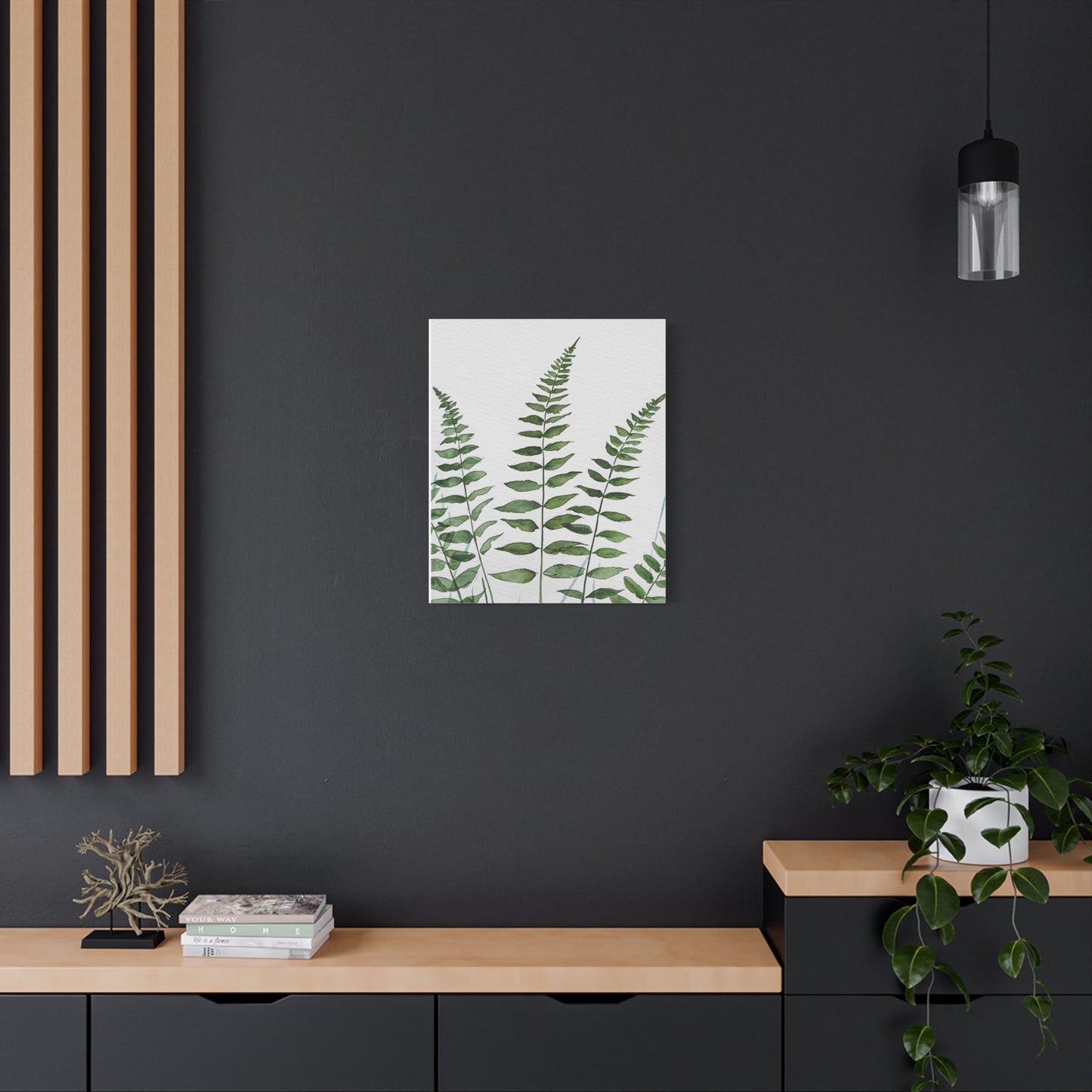 Fern Watercolor Canvas Art – Botanical Matte Stretched Wall Print