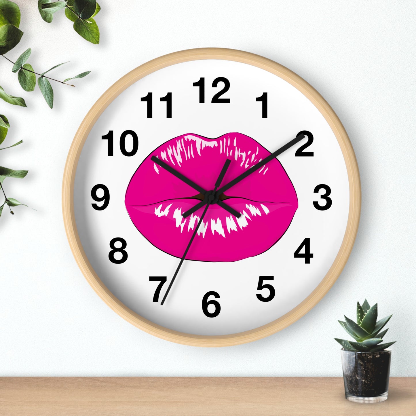 Hot Pink Kiss Wall Clock | Lip Print Clock