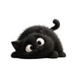 Cute Fluffy Black Kitten Kiss-Cut Sticker — Playful Cat Laptop Decal